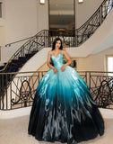 Blue Vintage Fashion Long Prom Dresses Ball Gown Evening Dress For Women HZ0311