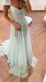 Fairy-tale A Line Exquisite Beaded Tulle Prom Dress Wedding Guest Dress Dinner Outfits Party Gowns HZ0311