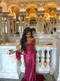 Timeless Mermaid Sweetheart Satin With Appliques Slit Long Prom Dresses Formal Dress Party 20th Birthday Outfits HZ0311