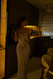 Dazzling Off-The-Shoulder Mermaid Prom Dresses Column Long With Pleats HZ0311