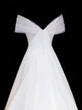 Wedding Gowns Dresses Elegant Modest for Bride Ball Gown Off The Shoulder With Short Sleeves Satin Petite/Plus Size Bridal Gowns For Women's HZ0311