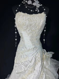 Wedding Dresses Strapless Drop Waist 1950s 1940s Mermaid Strapless Lace With Appliques White Petite/Plus Size Bridal Gown For Women HZ0311