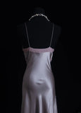 Vintage Prom Dresses 90s Formal Mermaid Spaghetti Strap Silver Gray Mid Length Party Gowns Prom Dresses HZ0311