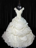 Wedding Dresses Drop Waist 1950s 1940s Ball Gown Off The Shoulder With Tiered White Petite/Plus Size Bridal Gown For Women HZ0311