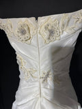 Simple Mermaid Off The Shoulder With Short Sleeves White Lace Tiered Long Vintage Fitted 1920s Wedding Dresses HZ0311