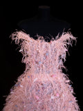 Aesthetic Ball Gown Short Prom Dress Feathers 16th Birthday Dress Homecoming Dresses Cocktail Gown HZ0311