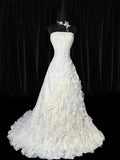 Vintage Long Wedding Gowns 70s Unique Dresses Mermaid Strapless Style for Bride Tulle With Lace White Petite/Plus Size Bridal Gown HZ0311