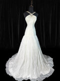 Vintage Long Wedding Gowns 70s Unique Dresses Mermaid Halter Bohemian Style for Bride With Lace Corset Fitted White Petite/Plus Size Bridal Gown HZ0311