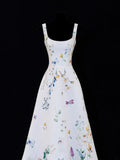 Classy High Low Square Neck Formal Floral Satin White Style Impress Long Prom Dresses Party Gowns HZ0311