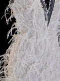 Timeless Wedding Gowns Dresses Romantic Mermaid V Neck for Bride With Feather White Petite/Plus Size Bridal Gown For Women HZ0311