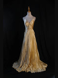 Vintage Mermaid Spaghetti Straps Gold Beaded Bodice Satin Prom Dresses Impress 18th Birthday Outfits Prom Gown HZ0311
