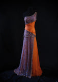 Vintage Mermaid One Shoulder Lace Orange Chiffon 80s With Beaded Bodice Long Prom Dresses Inspo Birthday Outfit Formal Dress For Women HZ0311