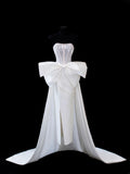 Timeless Women's Sheath Strapless Sleeveless White Satin With Slit Fitted Corset Long Vintage 1920s Wedding Dresses HZ0311