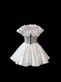 Chic Ball Gown Strapless Satin Tiered 16th Birthday Dress Short Homecoming Dresses Cocktail Gown HZ0311