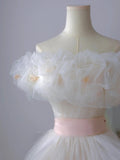 Classy Ball Gown Off The Shoulder Tulle Prom Dresses Long Party Dress Evening Outfits Graduation Dress HZ0311