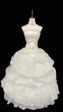 Retro Ball Gown Strapless Organza 70s White Long Wedding Dress Bride Gowns Wedding Dresses HZ0311