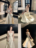 Elegant A line Square Neck Floral Satin Ankle Length Satin Prom Dresses 16th Nigh Party Birthday Outfits HZ0311