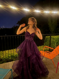 Vintage Ball Gown Spaghetti Straps Navy Blue Tulle Long Prom Dresses Inspiration Party Dress Prom Gowns HZ0311