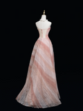 Timeless Ball Gown Strapless Pink Tulle Beaded Long Prom Dresses For Teens Formal Dress Birthday Outfits Prom Gown HZ0311