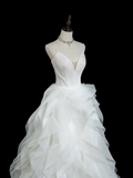 Vintage Ball Gown Spaghetti Strap Sleeveless White Fitted Long Wedding Dress Bride Gown Wedding Dresses HZ0311