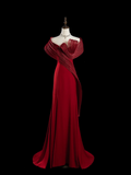 Retro Mermaid Off The Shoulder Burgundy Satin Long Prom Dresses Impress 18th Birthday Outfits Prom Gown HZ0311