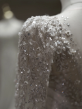 Princess Mermaid Scoop Neck Long Sleeve Sequin Lace Fitted Long Wedding Dress Bridal Gown White Wedding Dresses HZ0311