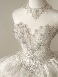 Princess Ball Gown Sweetheart Sleeveless Tulle Fitted Corset Long Wedding Dress Bridal Gown White Wedding Dresses HZ0311